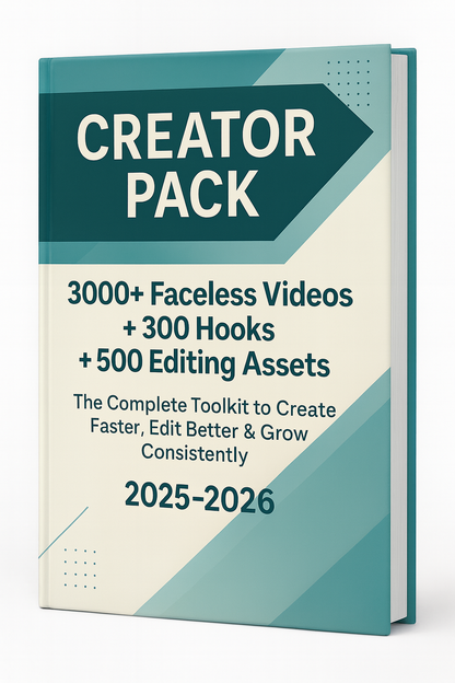 CREATOR PACK: 3000+ Faceless Videos + 300 Hooks + 500 Editing Assets