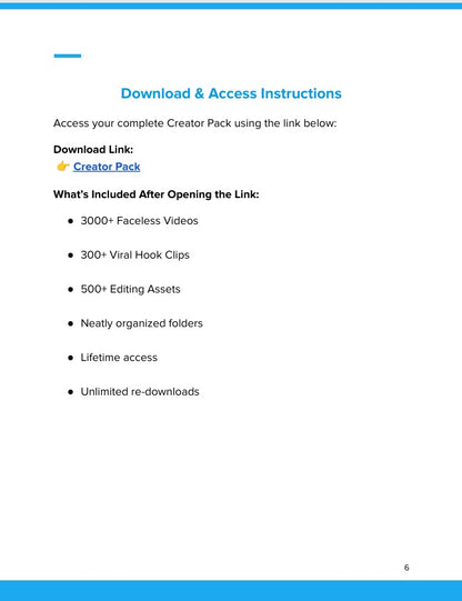 CREATOR PACK: 3000+ Faceless Videos + 300 Hooks + 500 Editing Assets